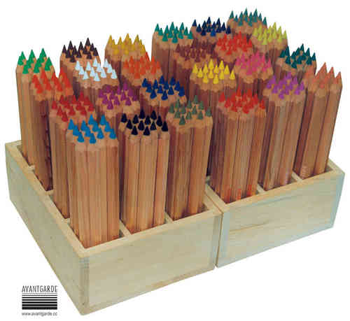 Stifte in Holzbox, natur, 288 Stück